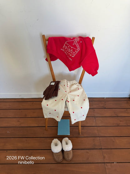 ［ninibello］milk heart embroidery pants