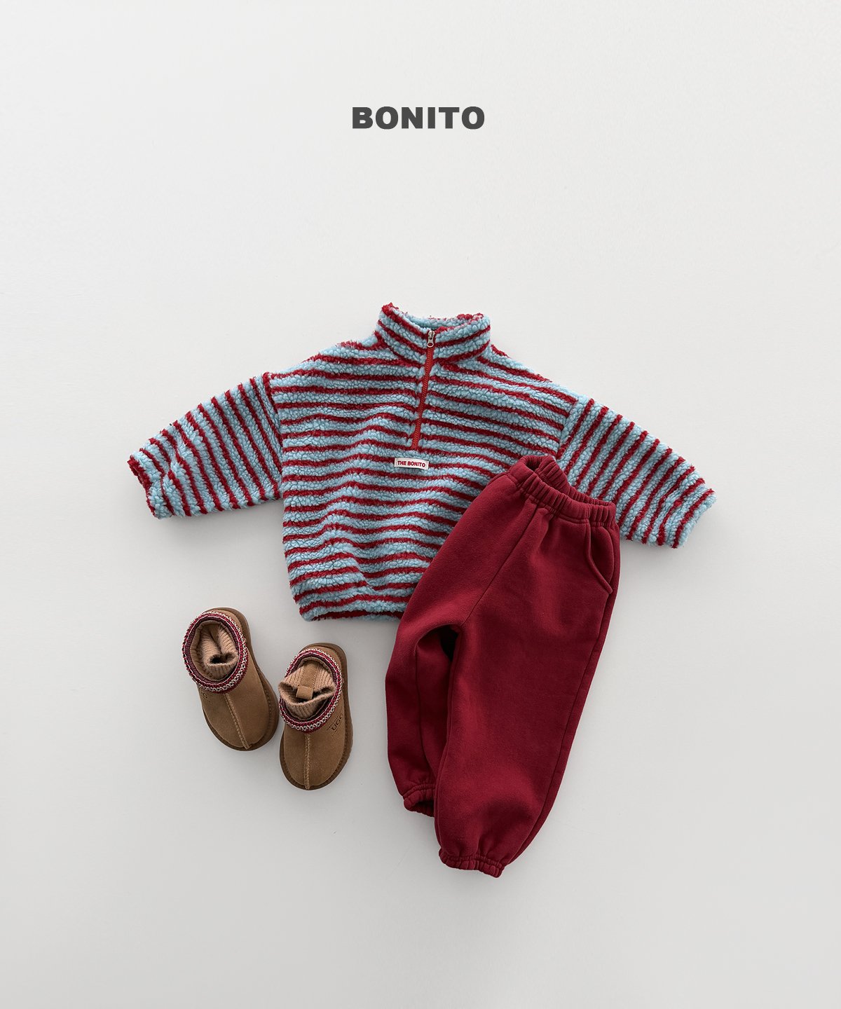 ［BONITO］boucle stripe half zip