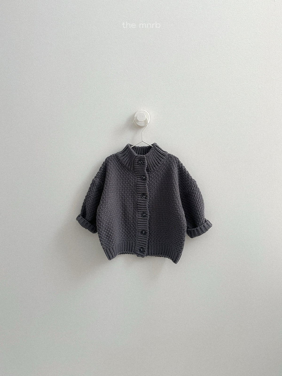 ［minirobe］waffle high-neck cardigan