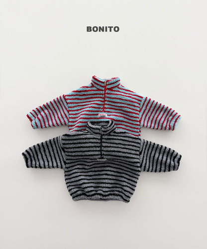 ［BONITO］boucle stripe half zip