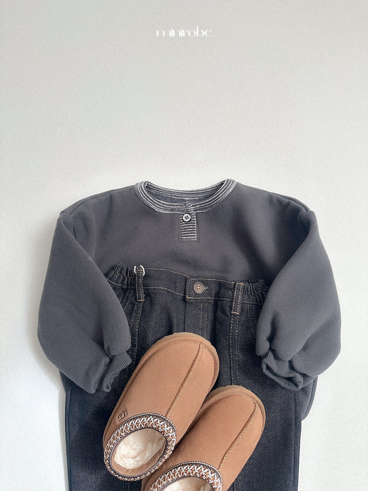 ［minirobe］non-fade panel denim pants