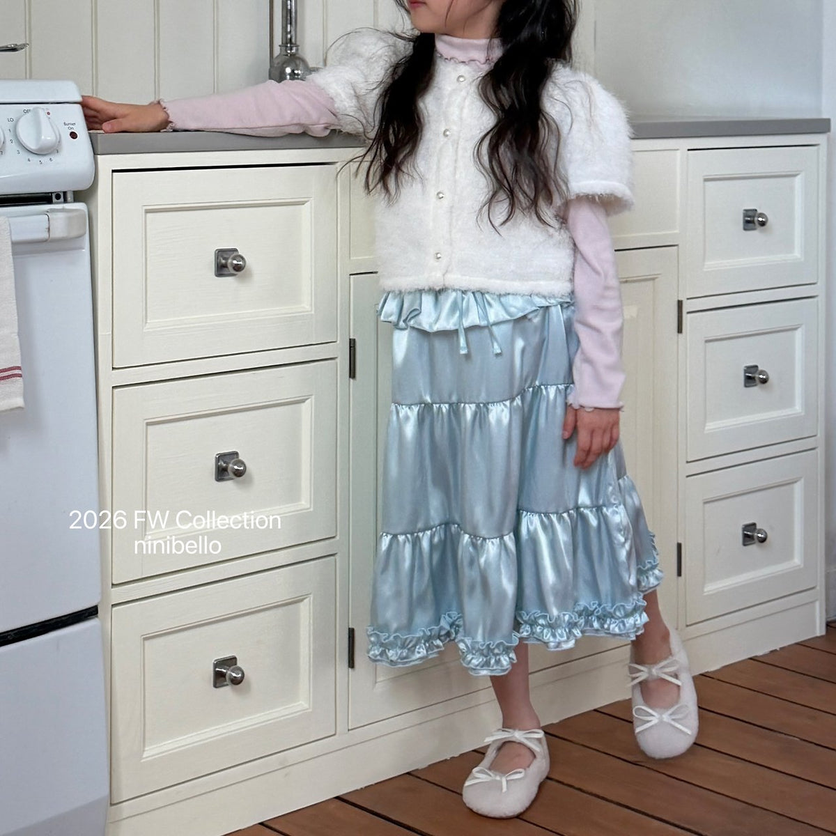 ［ninibello］bijou satin skirt