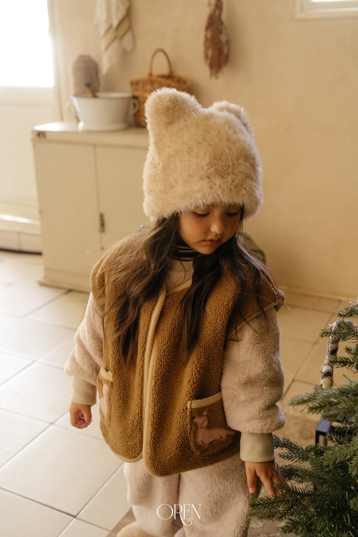 ［OREN］cat faux fur beanie