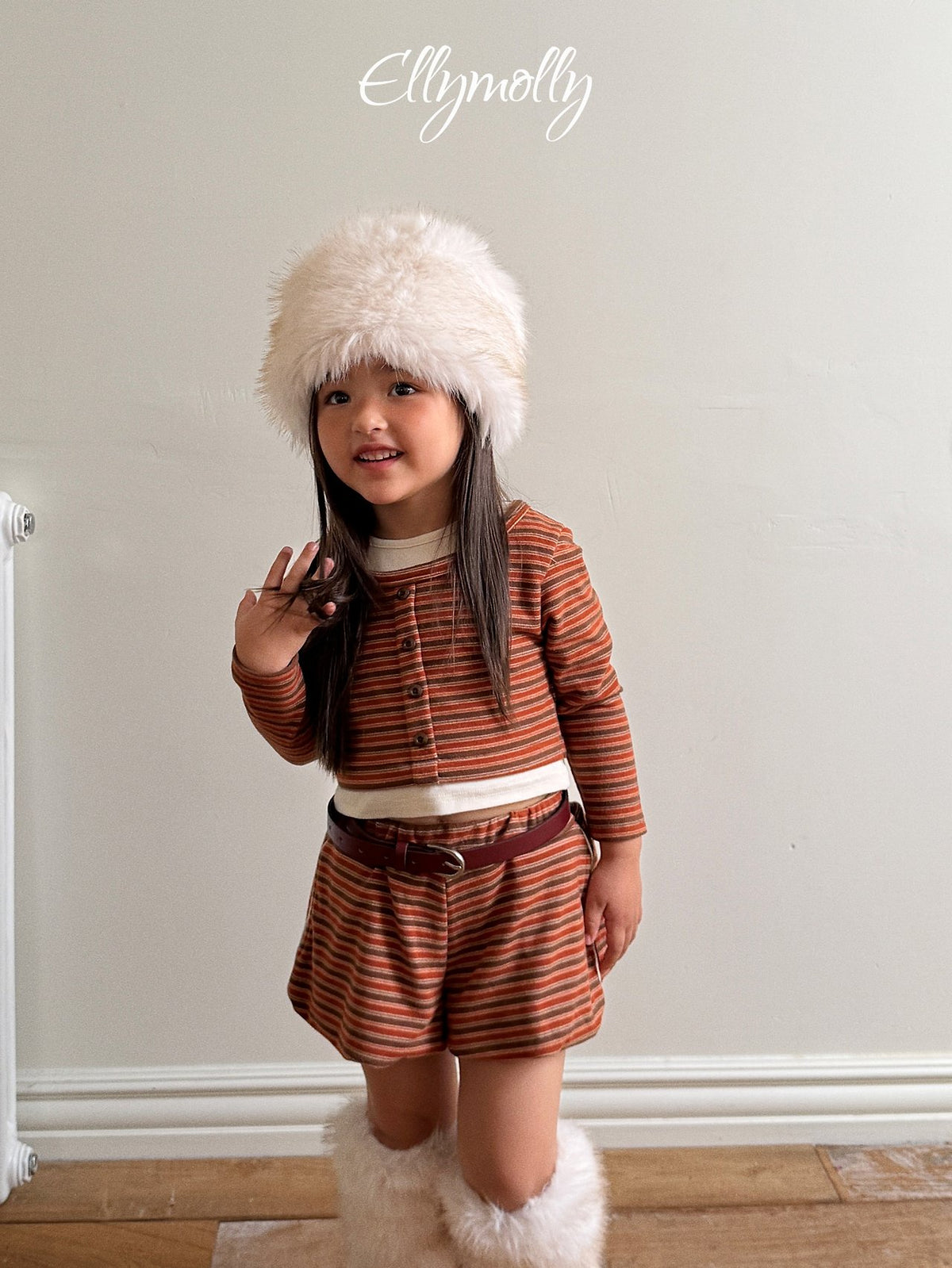 ［ellymolly］latte stripe balloon shorts