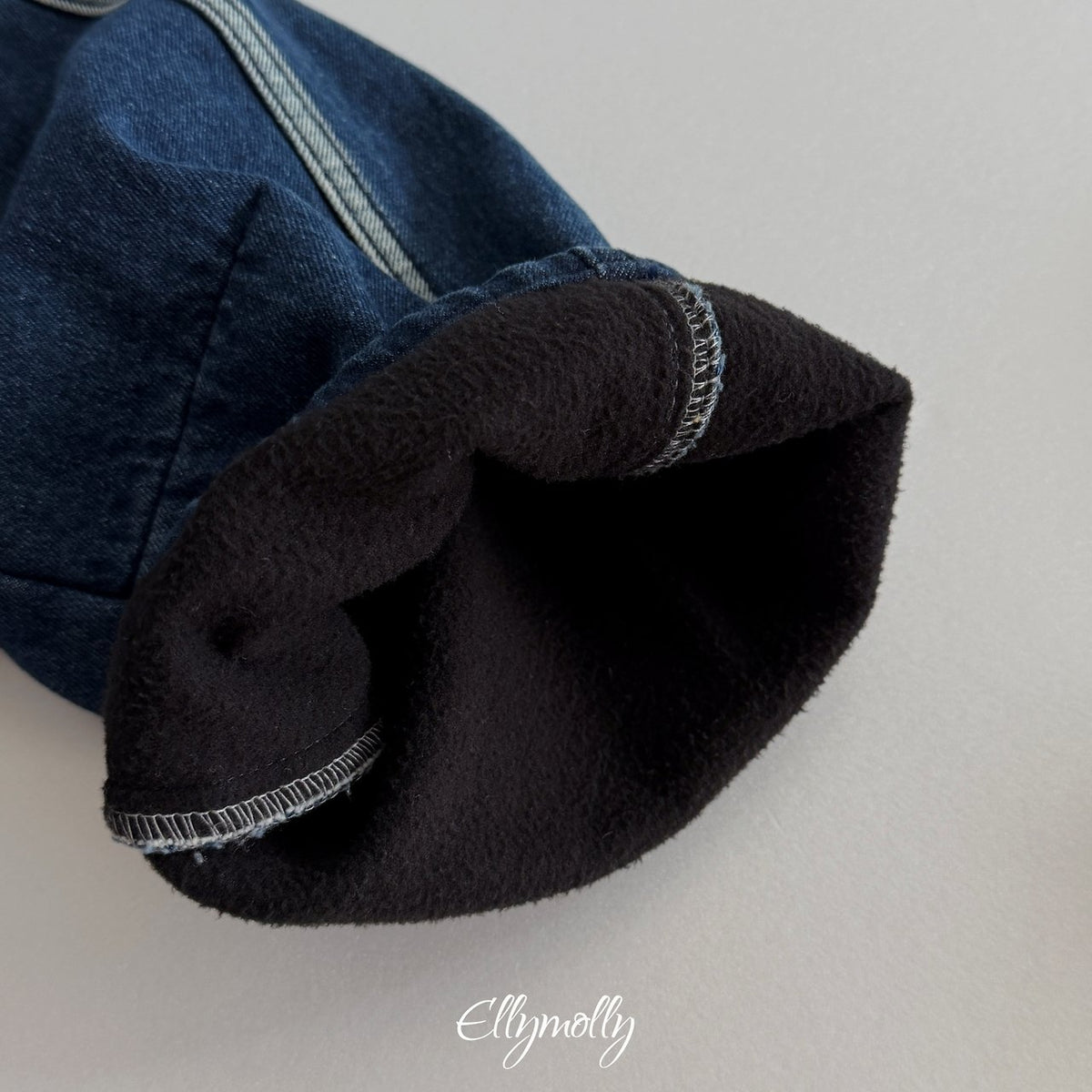 ［ellymolly］linework fleece denim pants