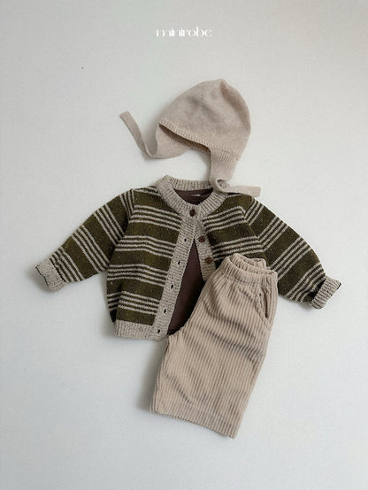 ［minirobe］four line knit cardigan