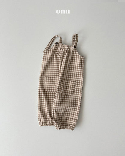 ［ONU］check shirring overall
