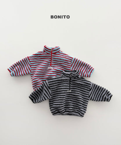 ［BONITO］boucle stripe half zip