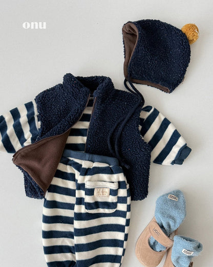 ［ONU］big stripe pants