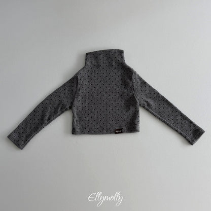 ［ellymolly］dot fleece mock neck tee