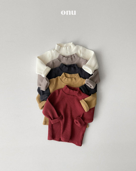 ［ONU］rib half neck tee