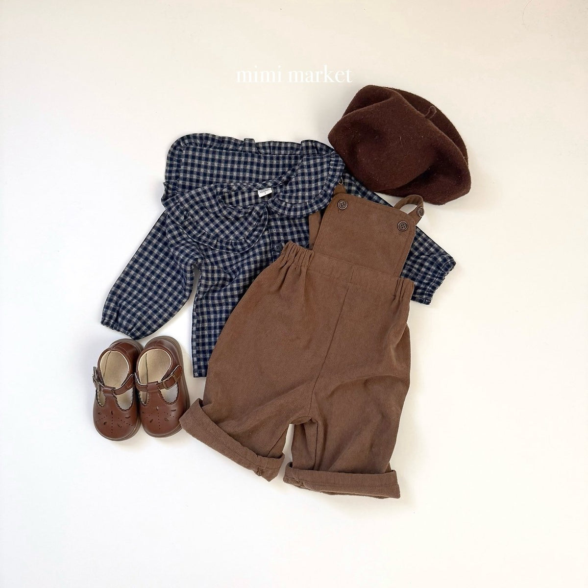 ［mimimarket］check frill collar blouse