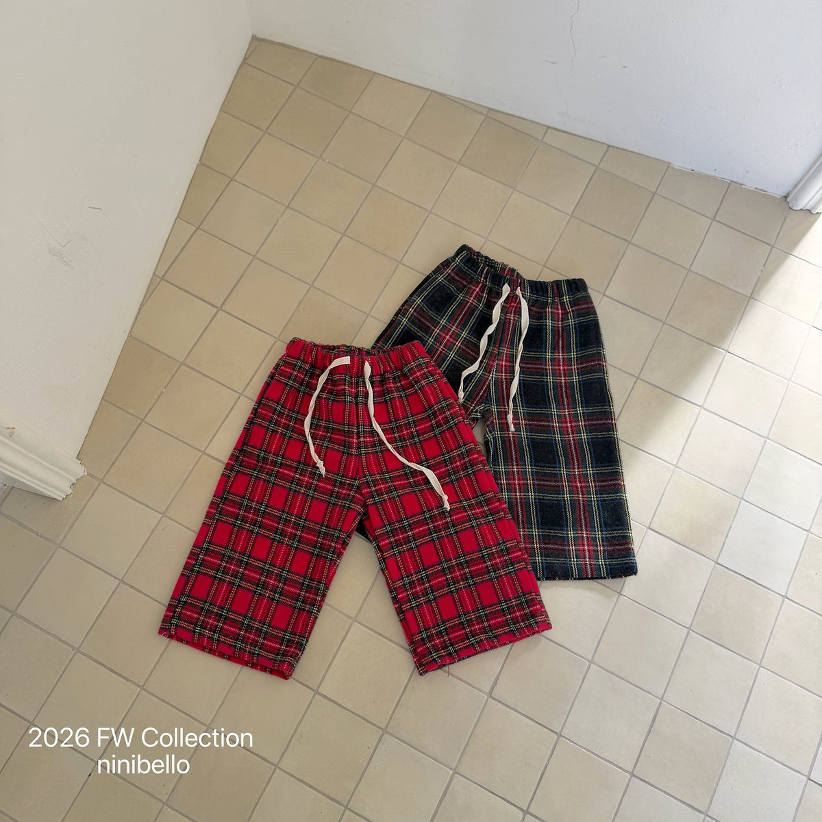 ［ninibello］carol check pants