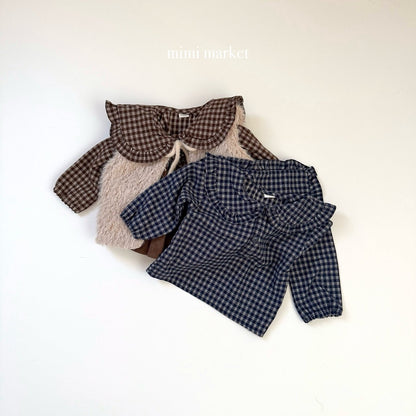 ［mimimarket］check frill collar blouse