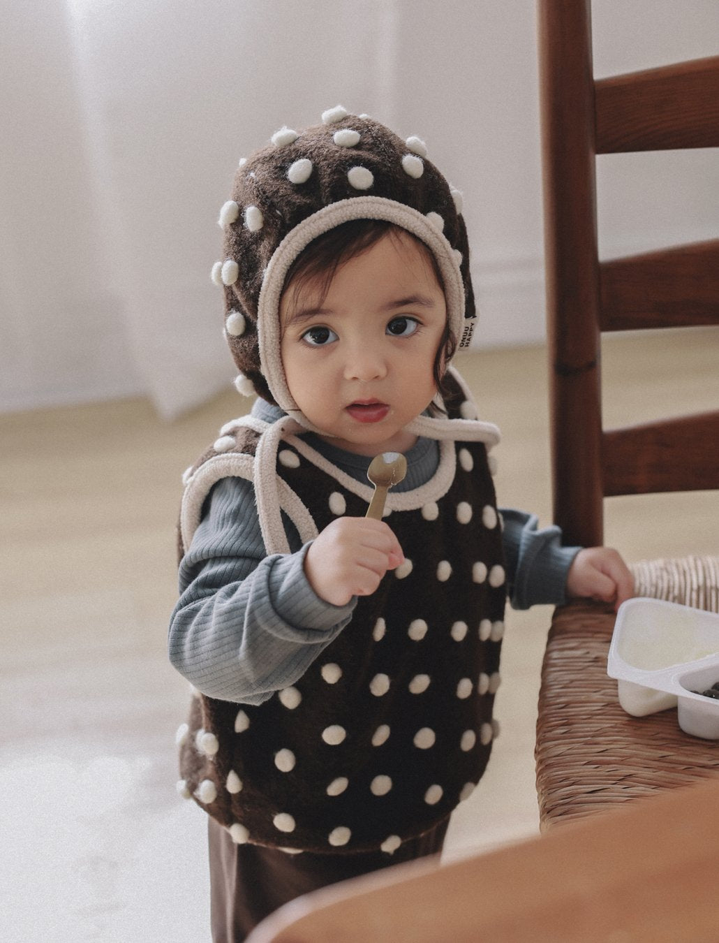 ［ONU］wool pompom vest