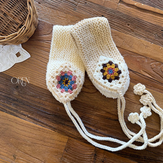 ［OREN］hand-knit flower bonnet
