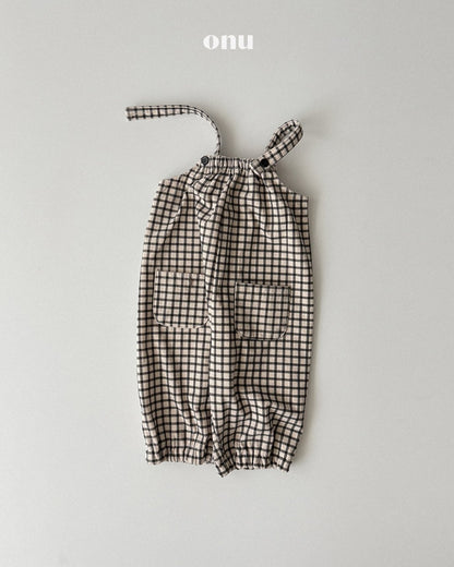 ［ONU］check shirring overall