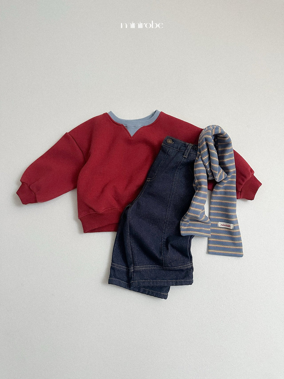 ［minirobe］non-fade panel denim pants