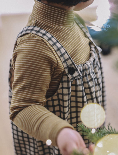 ［ONU］check shirring overall