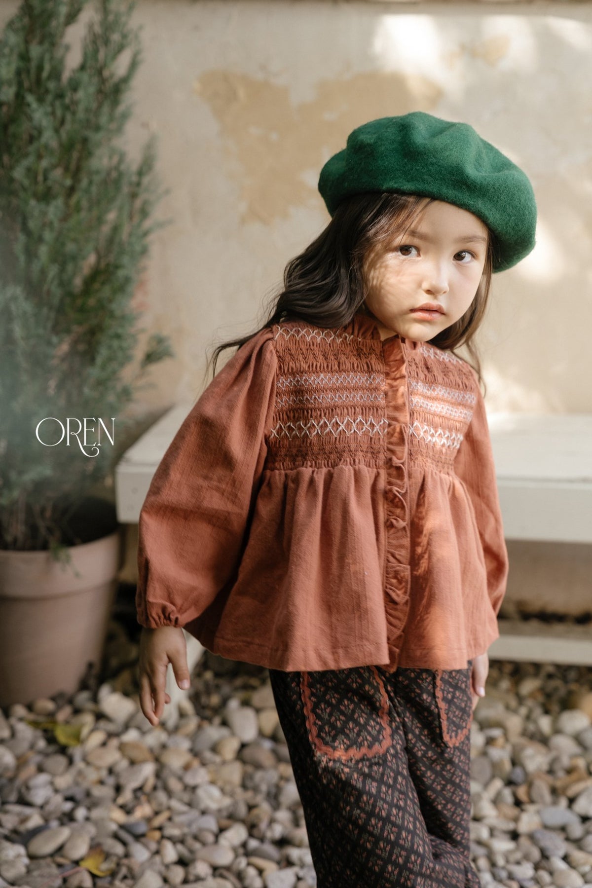 ［OREN］merci smocked blouse