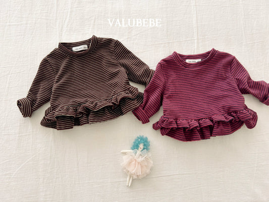 ［valubebe］uni stripe cancan tee