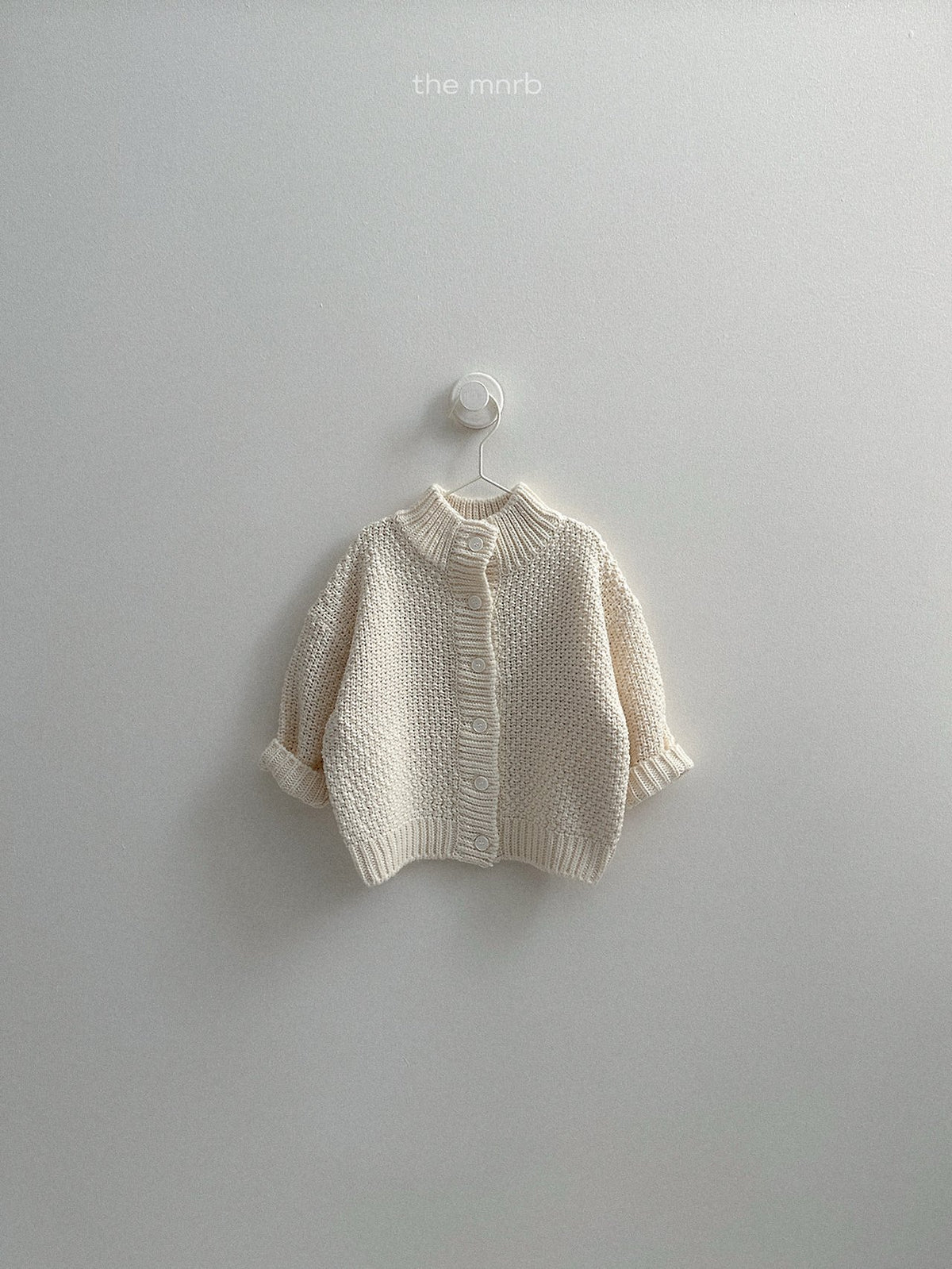 ［minirobe］waffle high-neck cardigan