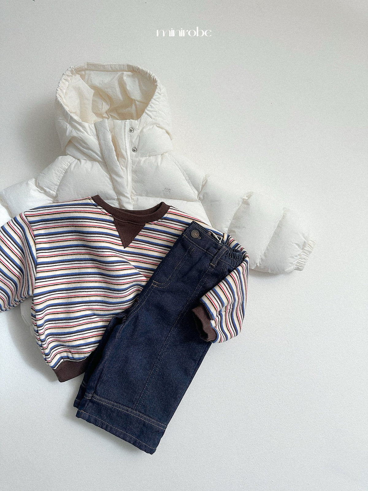［minirobe］non-fade panel denim pants