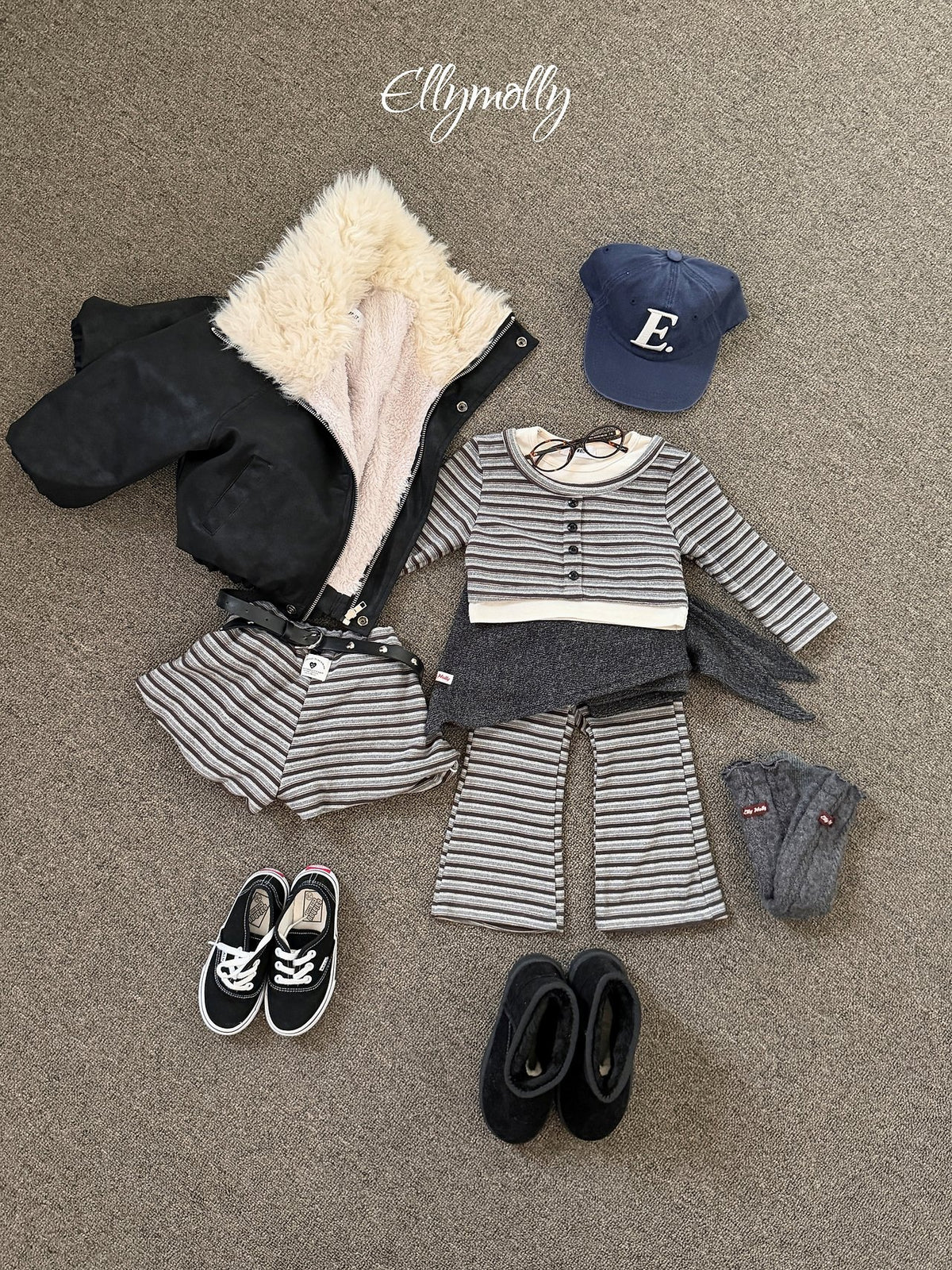 ［ellymolly］latte stripe bootcut