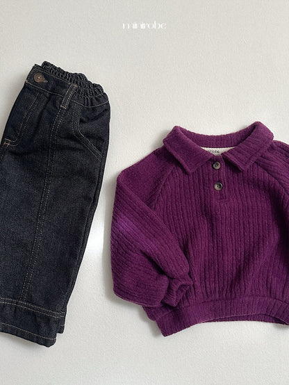 ［minirobe］non-fade panel denim pants