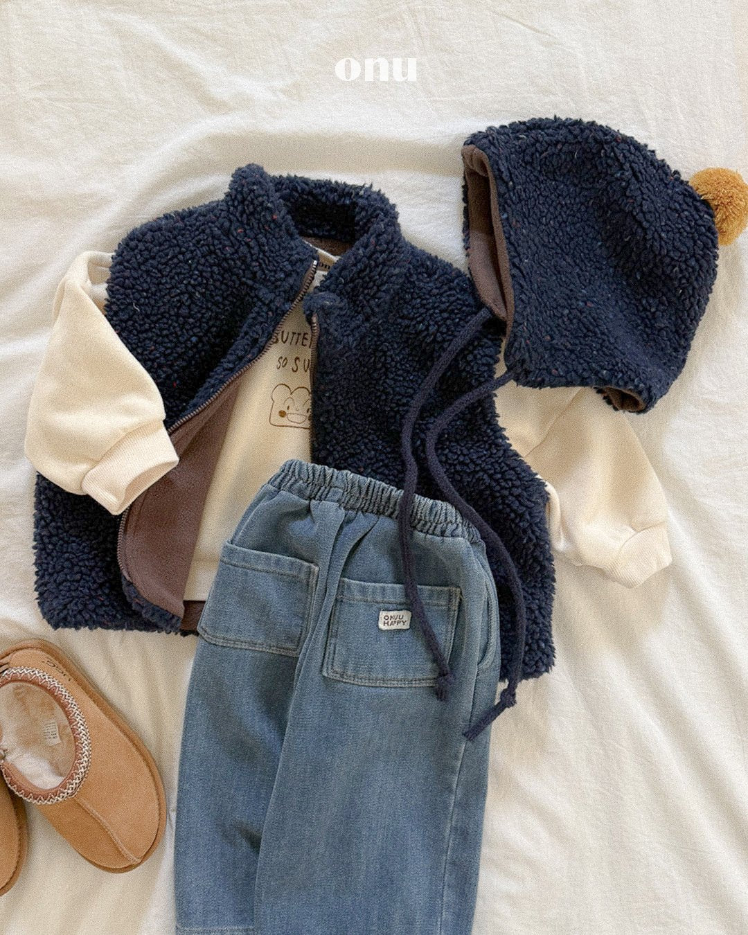 ［ONU］wide fleece denim