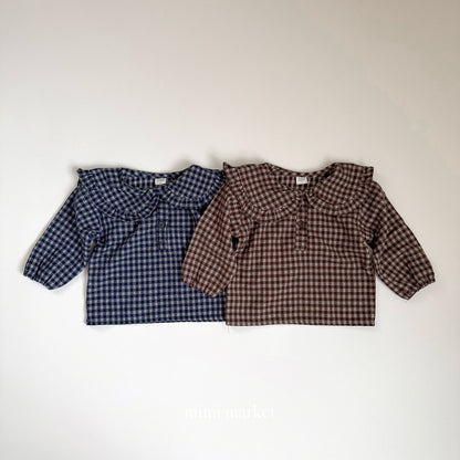 ［mimimarket］check frill collar blouse