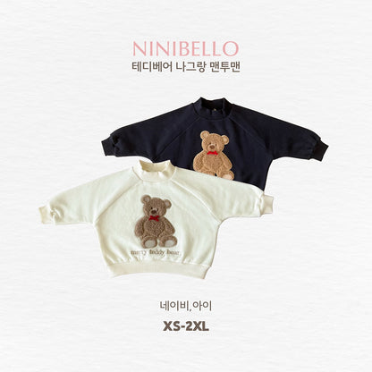 ［ninibello］teddy bear raglan sweatshirt