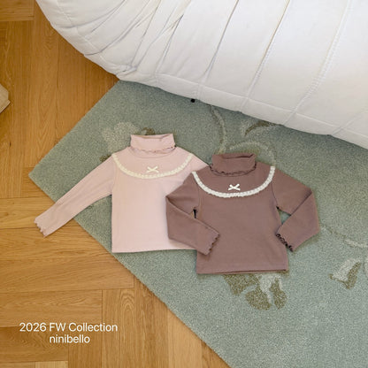 ［ninibello］mignon lace turtleneck tee