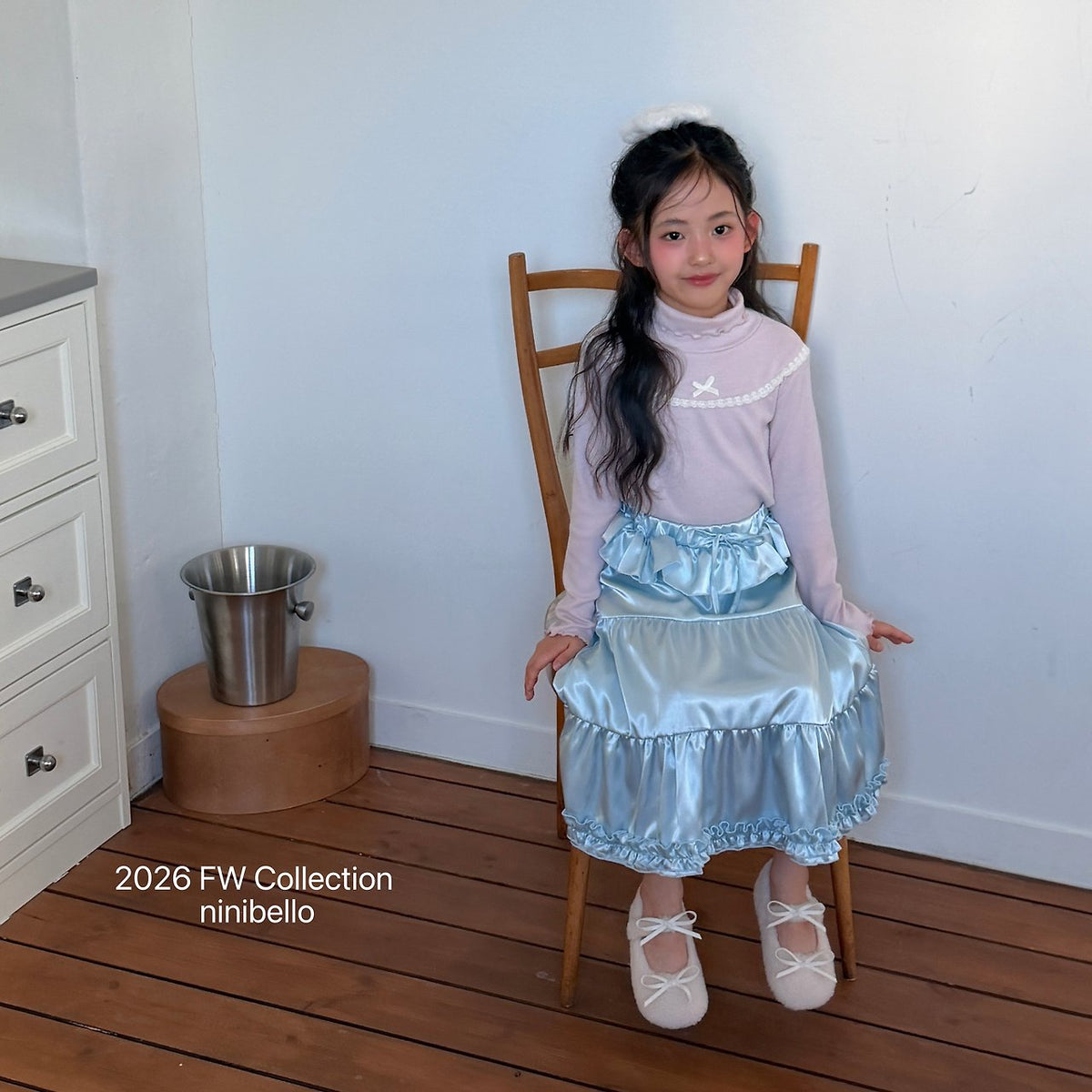 ［ninibello］bijou satin skirt