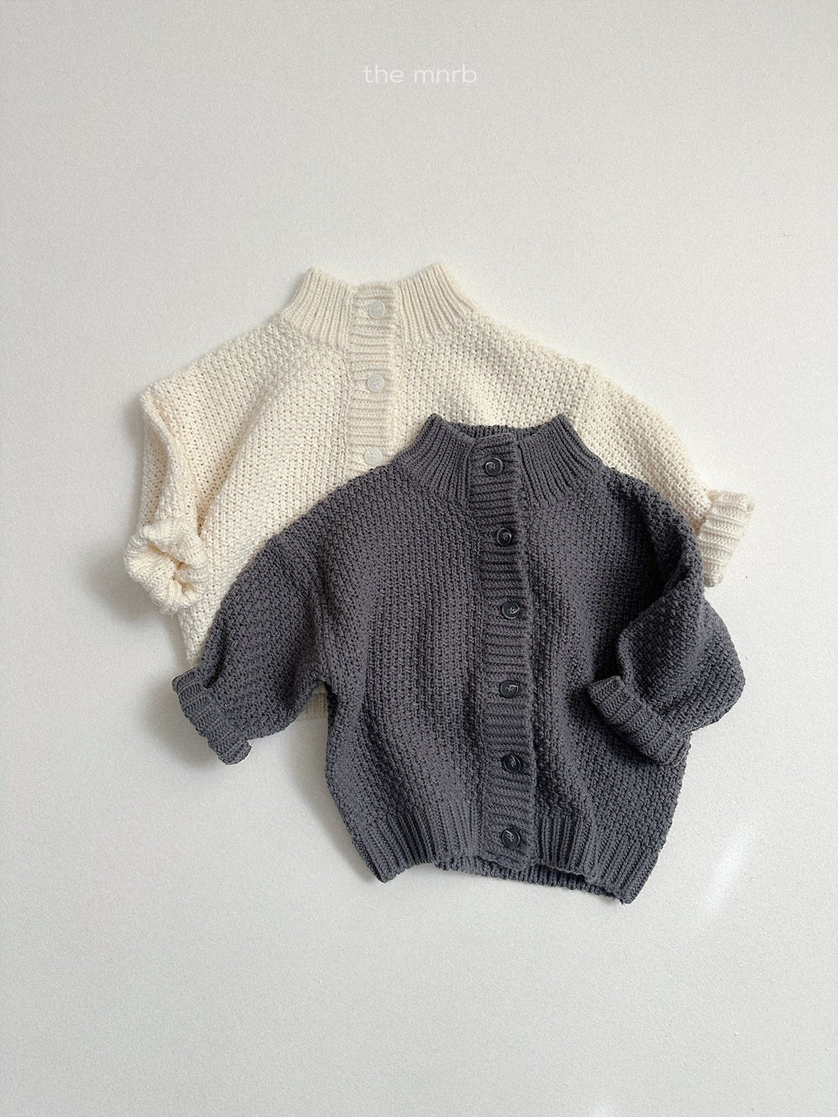 ［minirobe］waffle high-neck cardigan