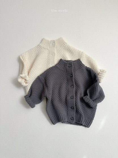 ［minirobe］waffle high-neck cardigan