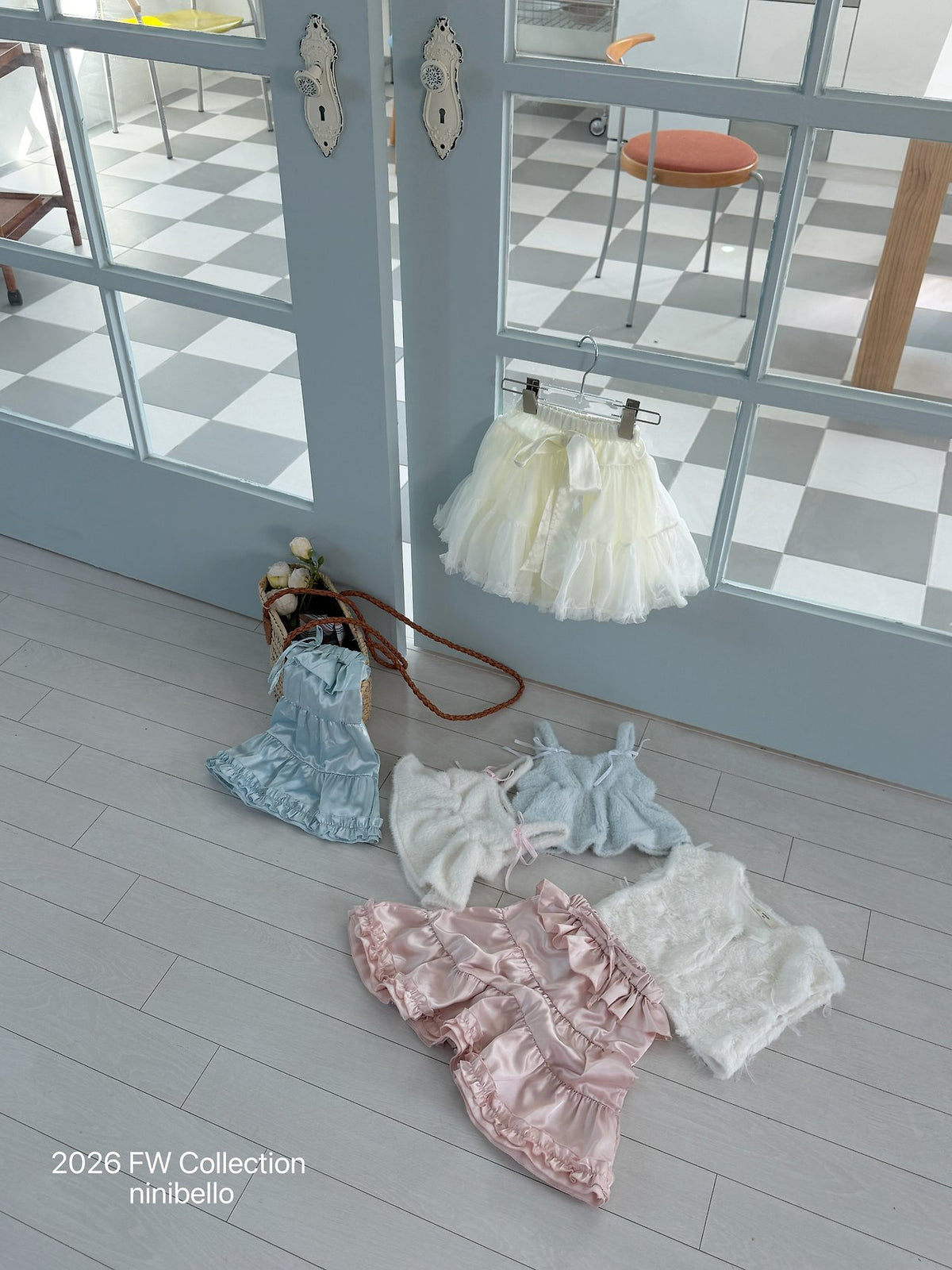 ［ninibello］bijou satin skirt