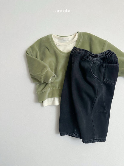 ［minirobe］velour u-neck sweatshirt