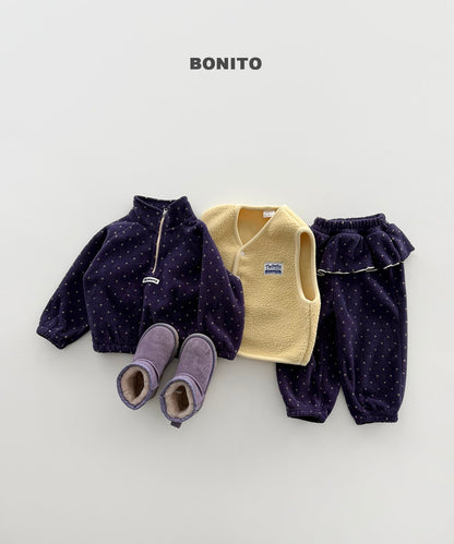 ［BONITO］dot frill half zip set