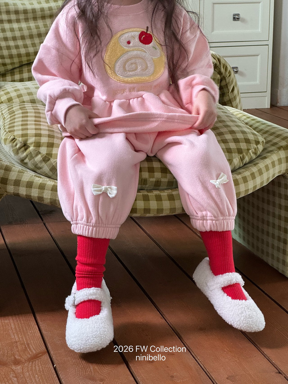 ［ninibello］petit ribbon jogger pants