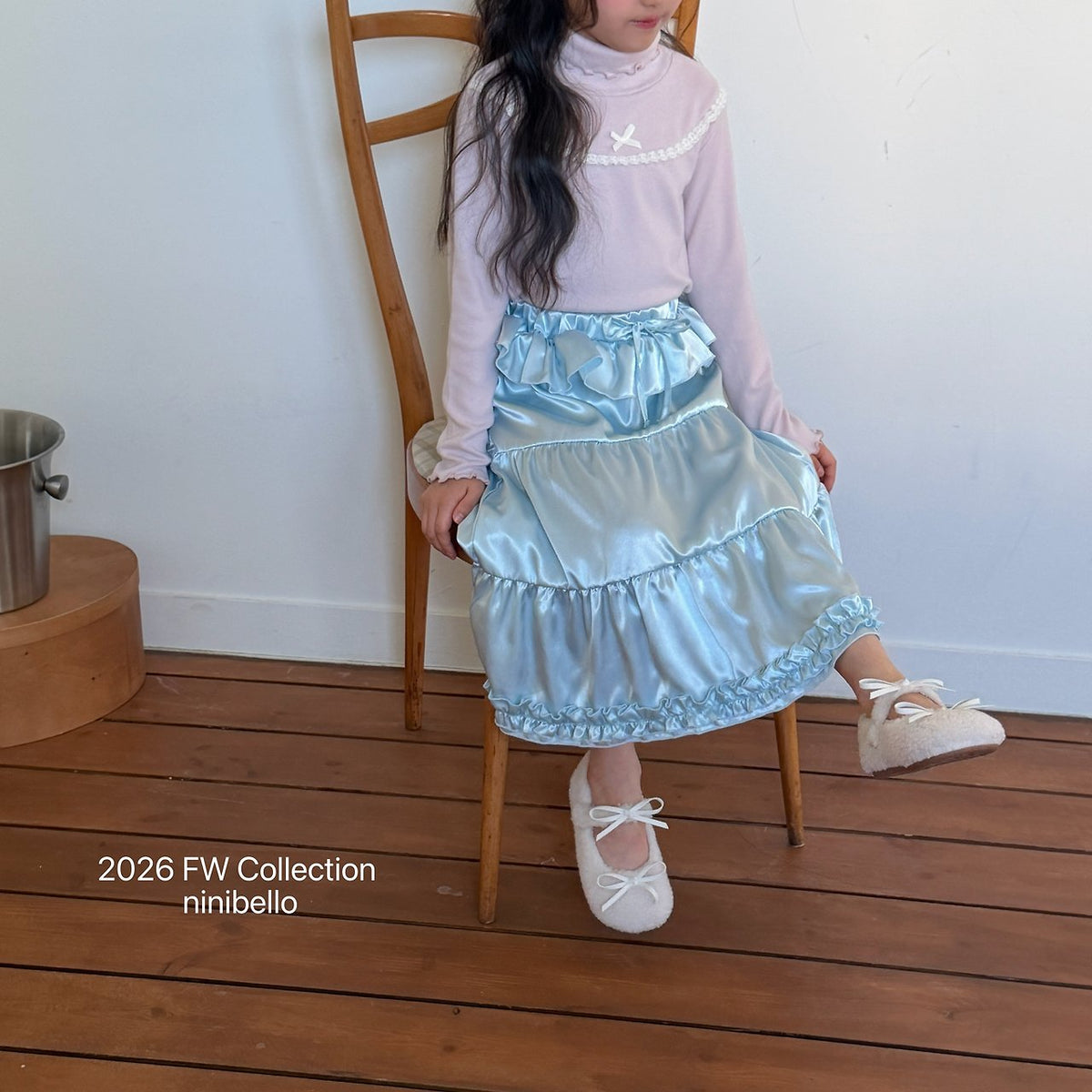［ninibello］bijou satin skirt