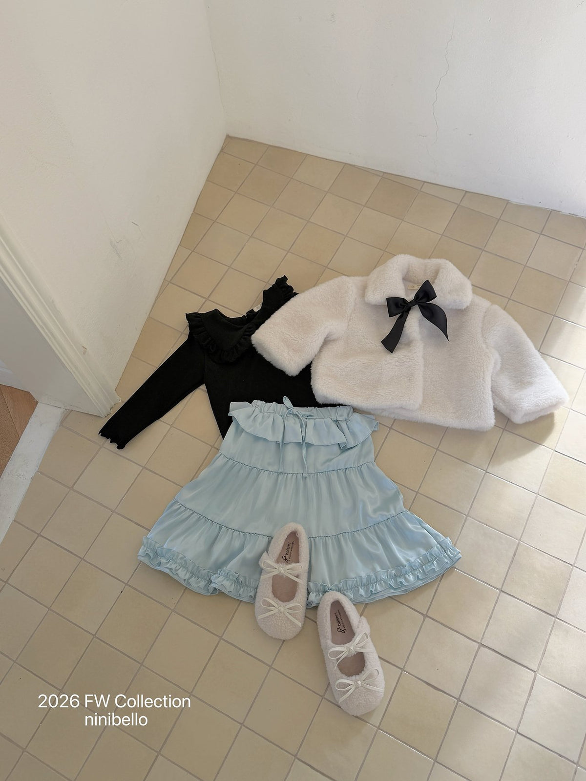 ［ninibello］bijou satin skirt