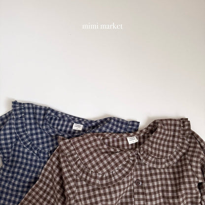 ［mimimarket］check frill collar blouse