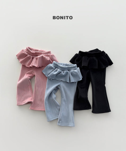 ［BONITO］velour frill bootcut pants