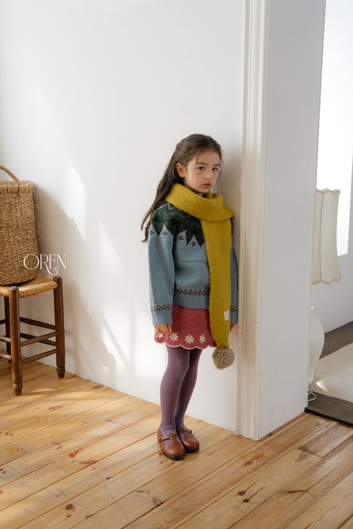 ［OREN］velour ribbed tights