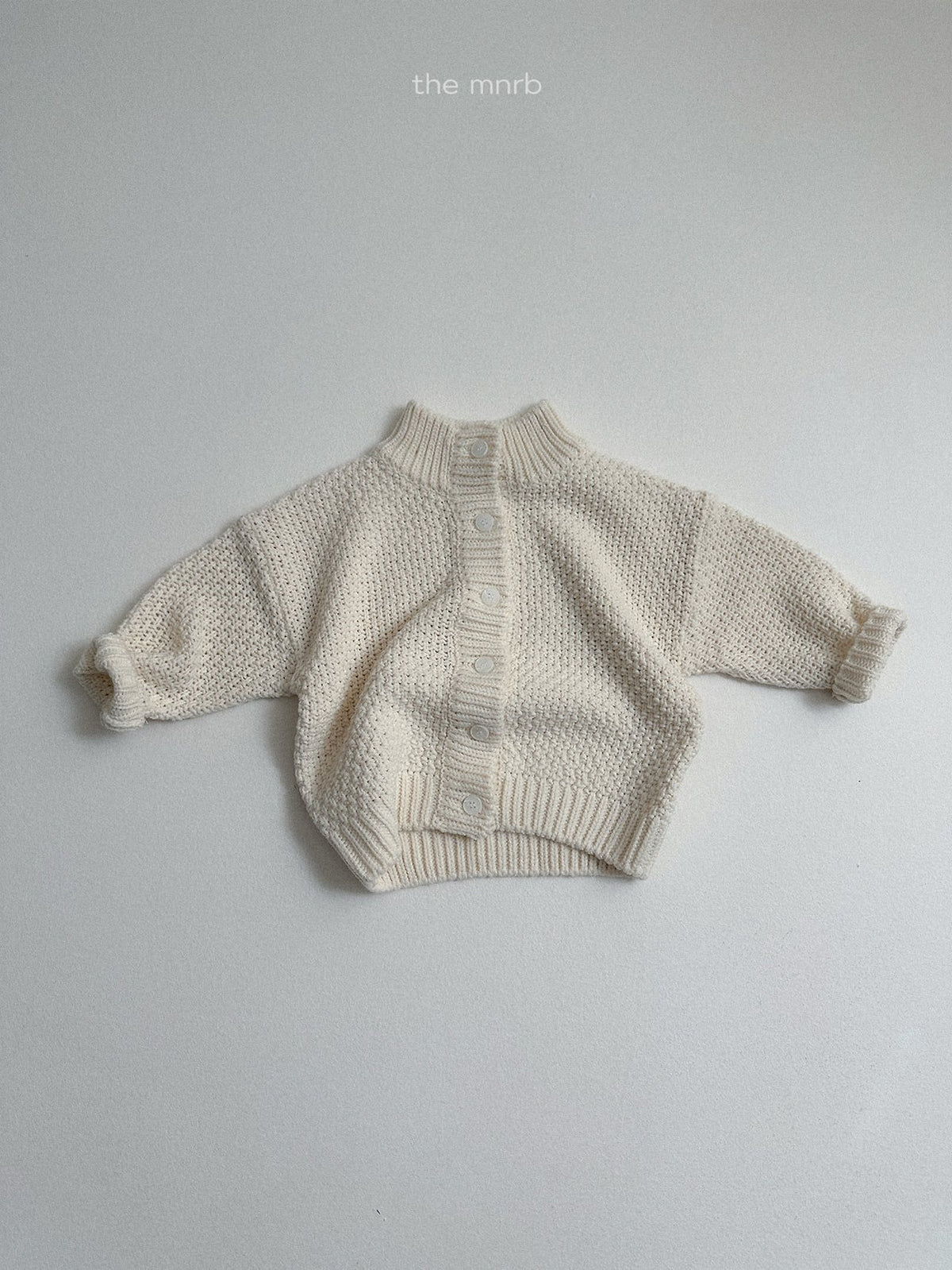 ［minirobe］waffle high-neck cardigan