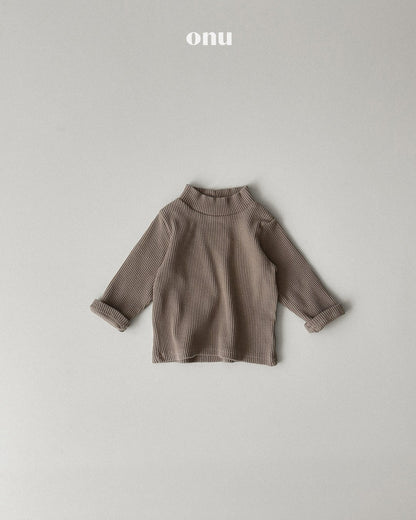 ［ONU］rib half neck tee