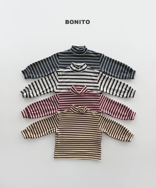 ［BONITO］retro loose stripe turtleneck
