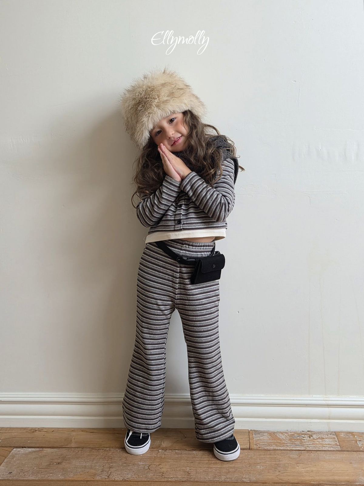 ［ellymolly］latte stripe bootcut