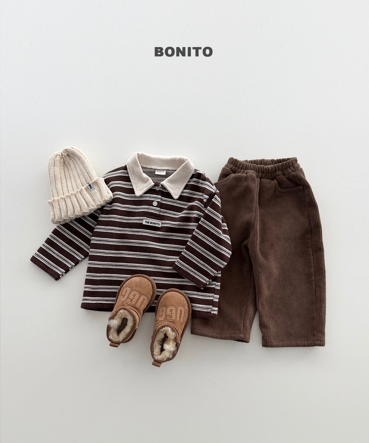 ［BONITO］stripe choco collar tee